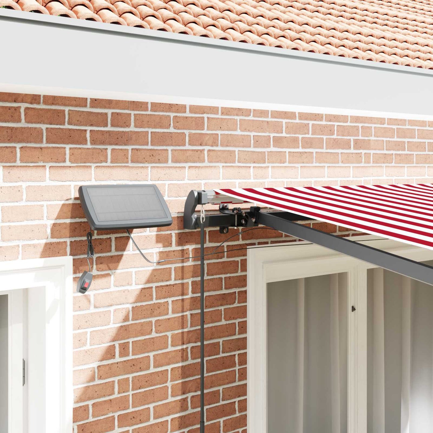 Udtrækkelig markise Rød og Hvid 300 x 250 cm Stof og aluminium