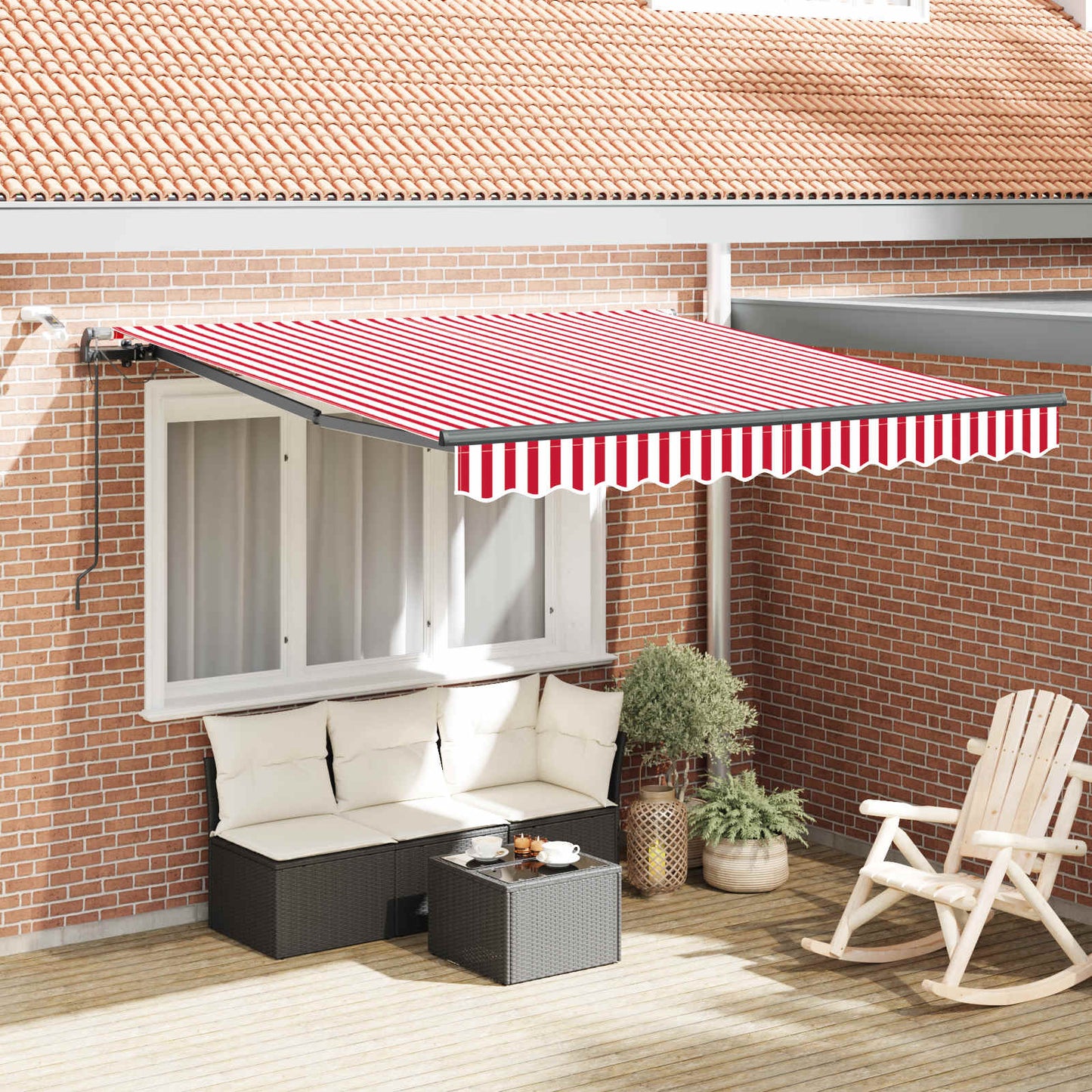 Udtrækkelig markise Rød og Hvid 300 x 250 cm Polyester