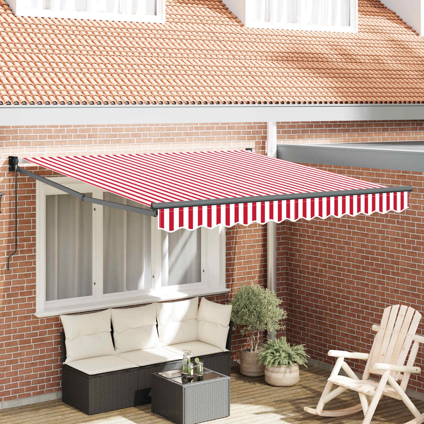 Udtrækkelig markise Rød og Hvid 300 x 250 cm