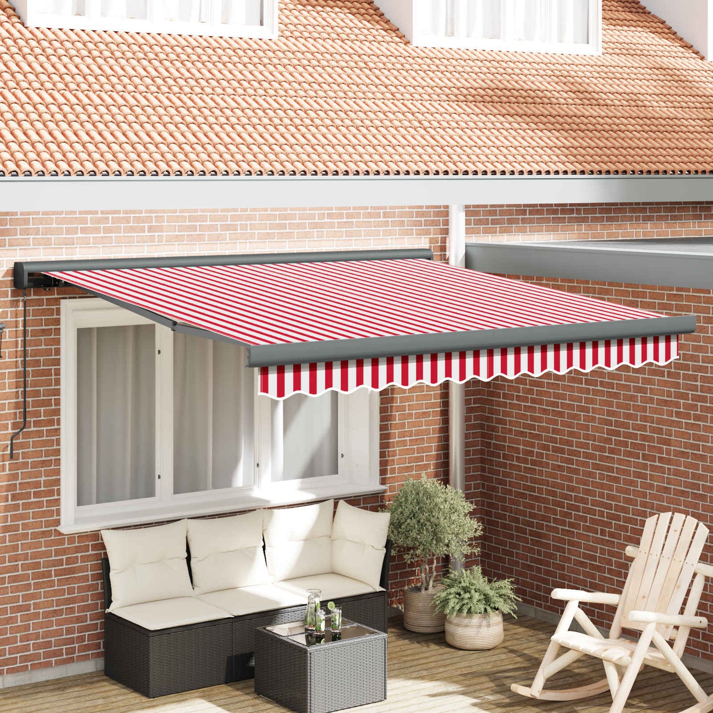 Udtrækkelig markise Rød og Hvid 300 x 250 cm