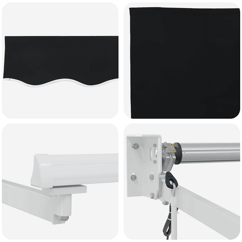 Udtrækkelig markise Sort 300 x 250 x 165 cm Polyester og metal