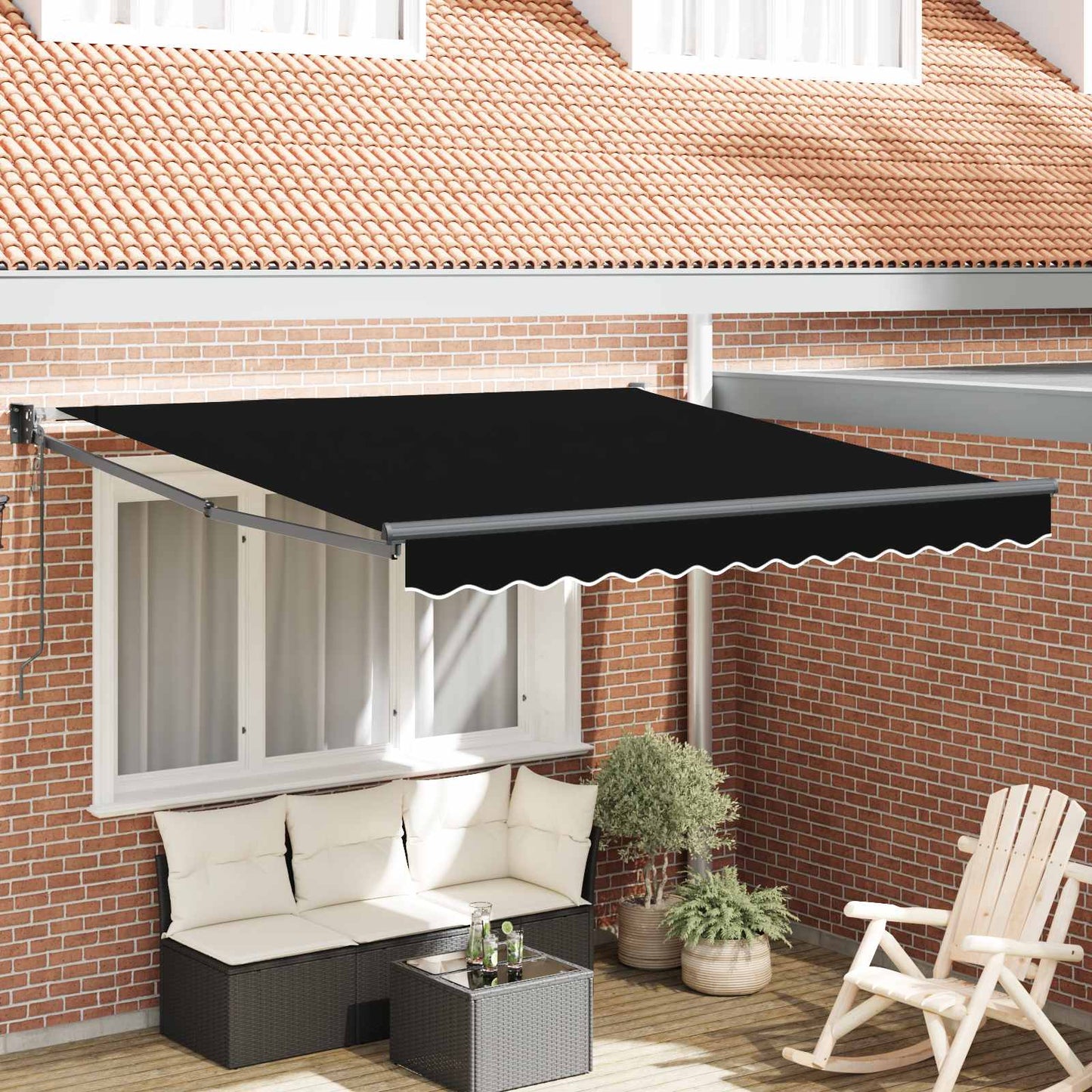Udtrækkelig markise Sort 300 x 250 x 165 cm Polyester og metal