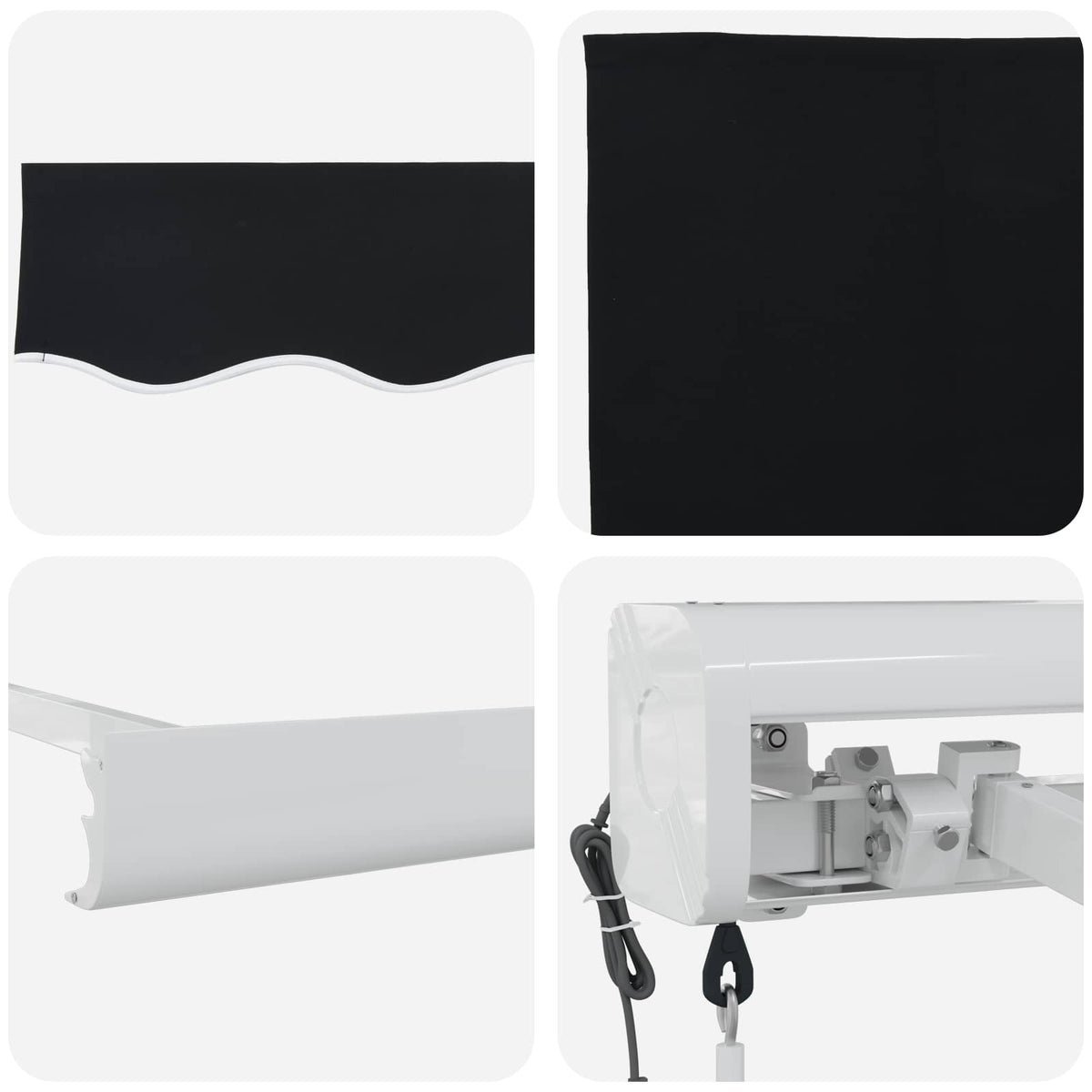 Udtrækkelig markise Sort 300 x 250 x 165 cm Stof og Metal