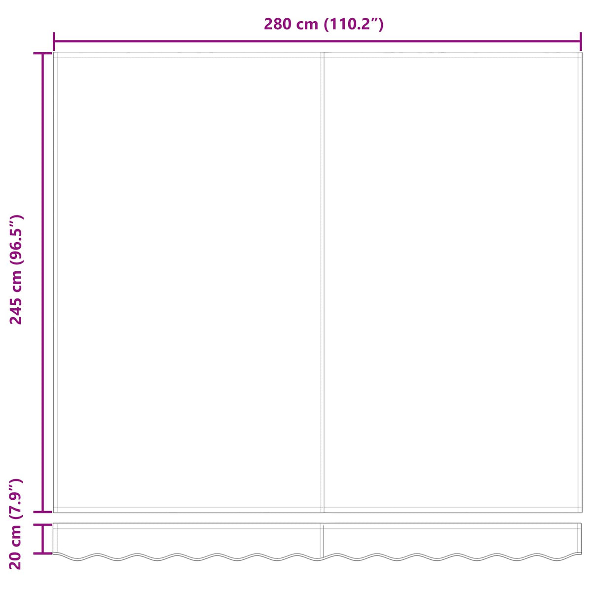 Udtrækkelig markise Sort 300 x 250 cm Canvas og Aluminium