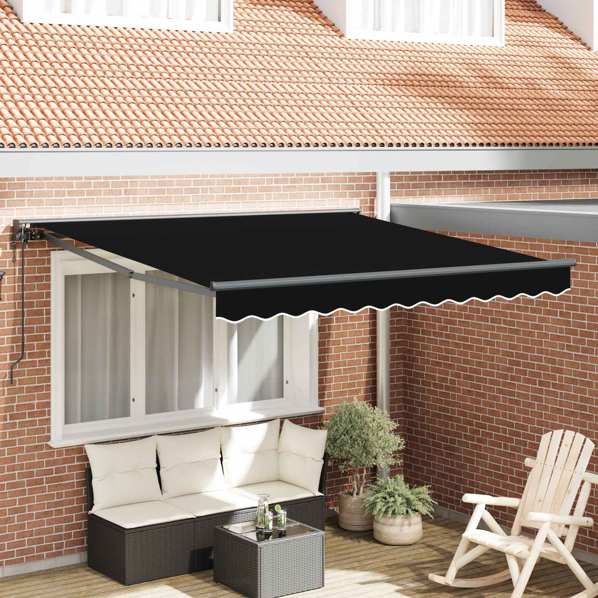 Markiseramme Sort 300 x 250 cm Polyester med PU belægning
