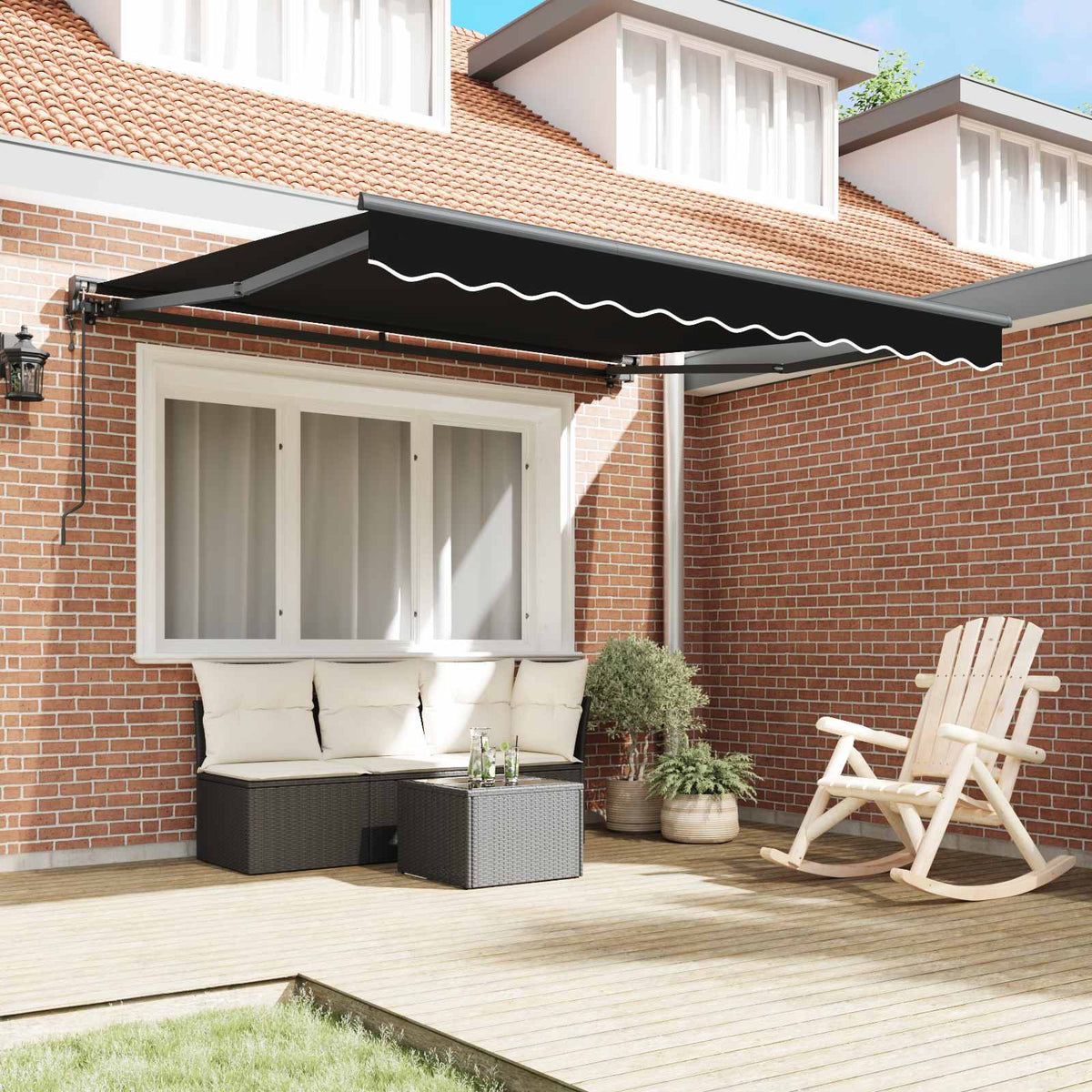 Markiseramme Sort 300 x 250 cm Polyester med PU belægning