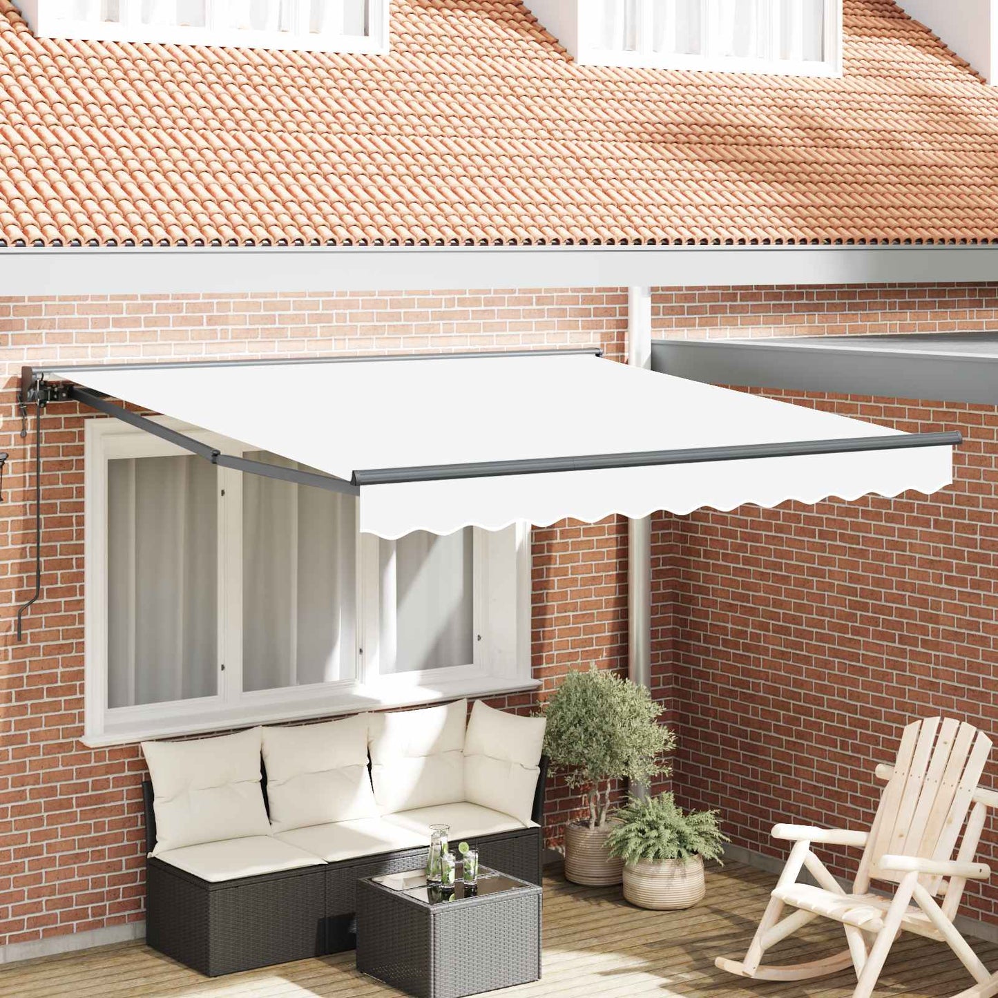 Markiseramme Hvid 300 x 250 cm Polyester med PU belægning