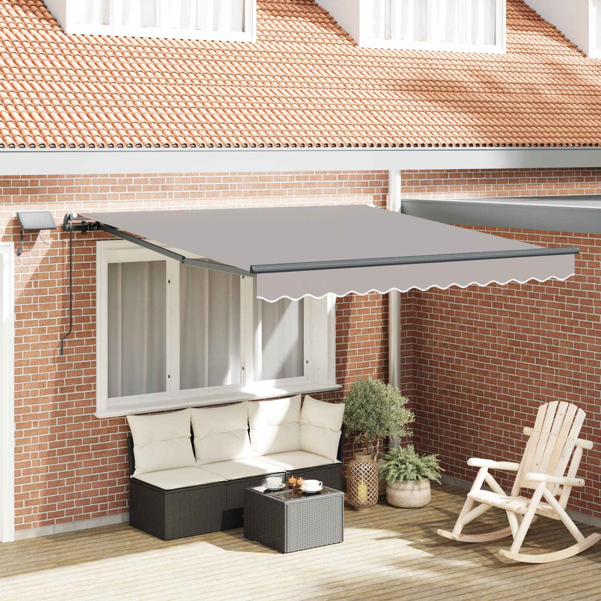 Udtrækkelig markise Lysegrå 300 x 250 cm Stof og aluminium