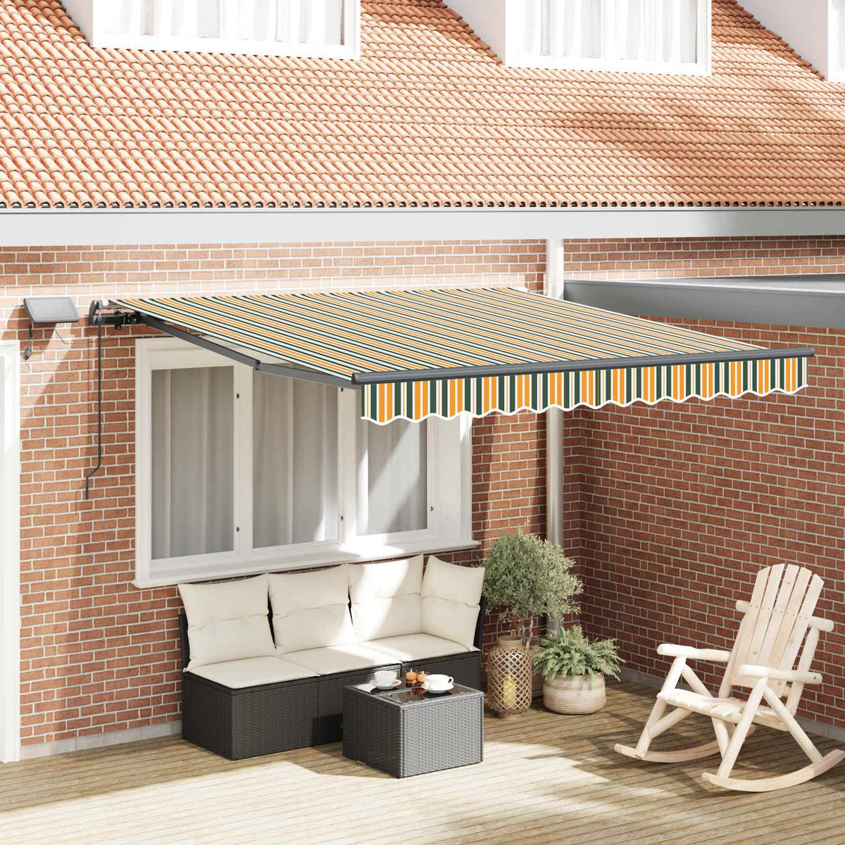 Udtrækkelig markise Grøn og gul 300 x 250 cm Stof og aluminium