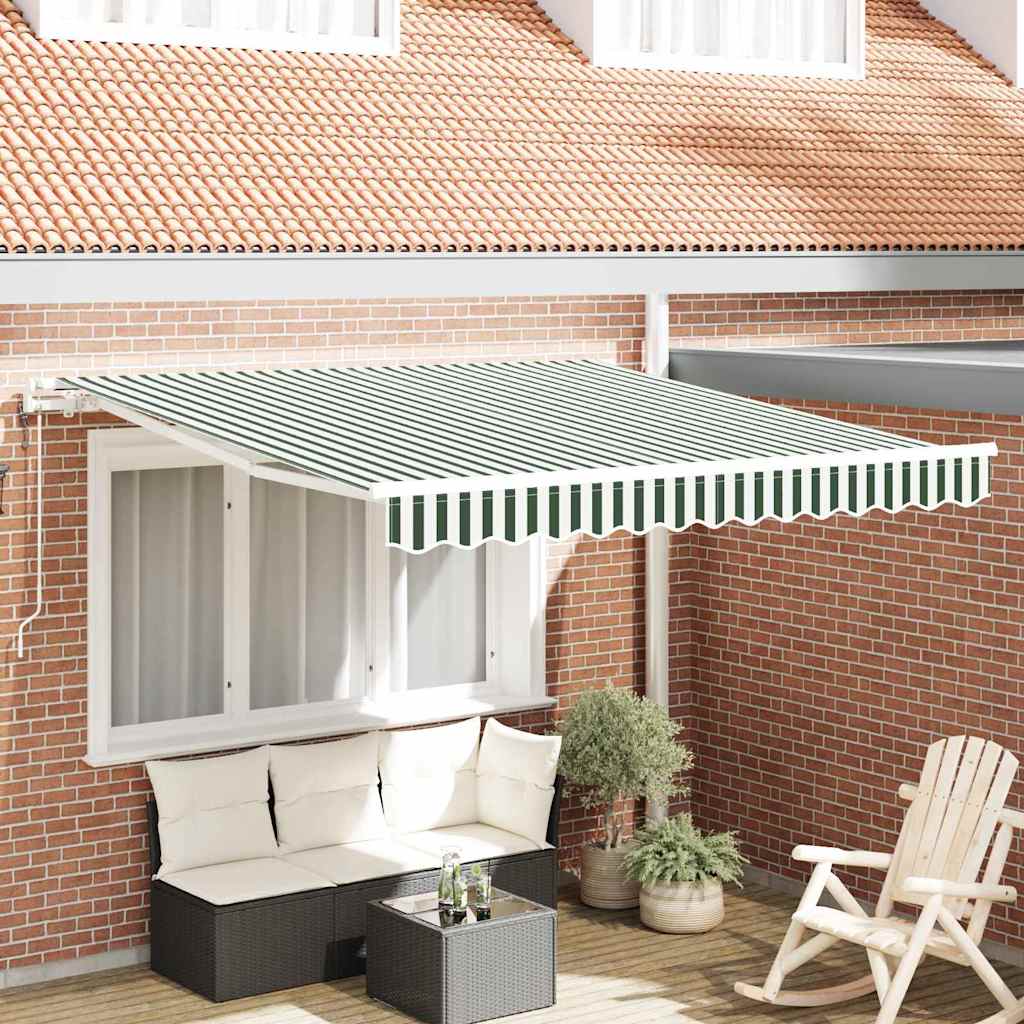 Udtrækkelig markise Grøn og Hvid 300 x 250 cm Stof og aluminium