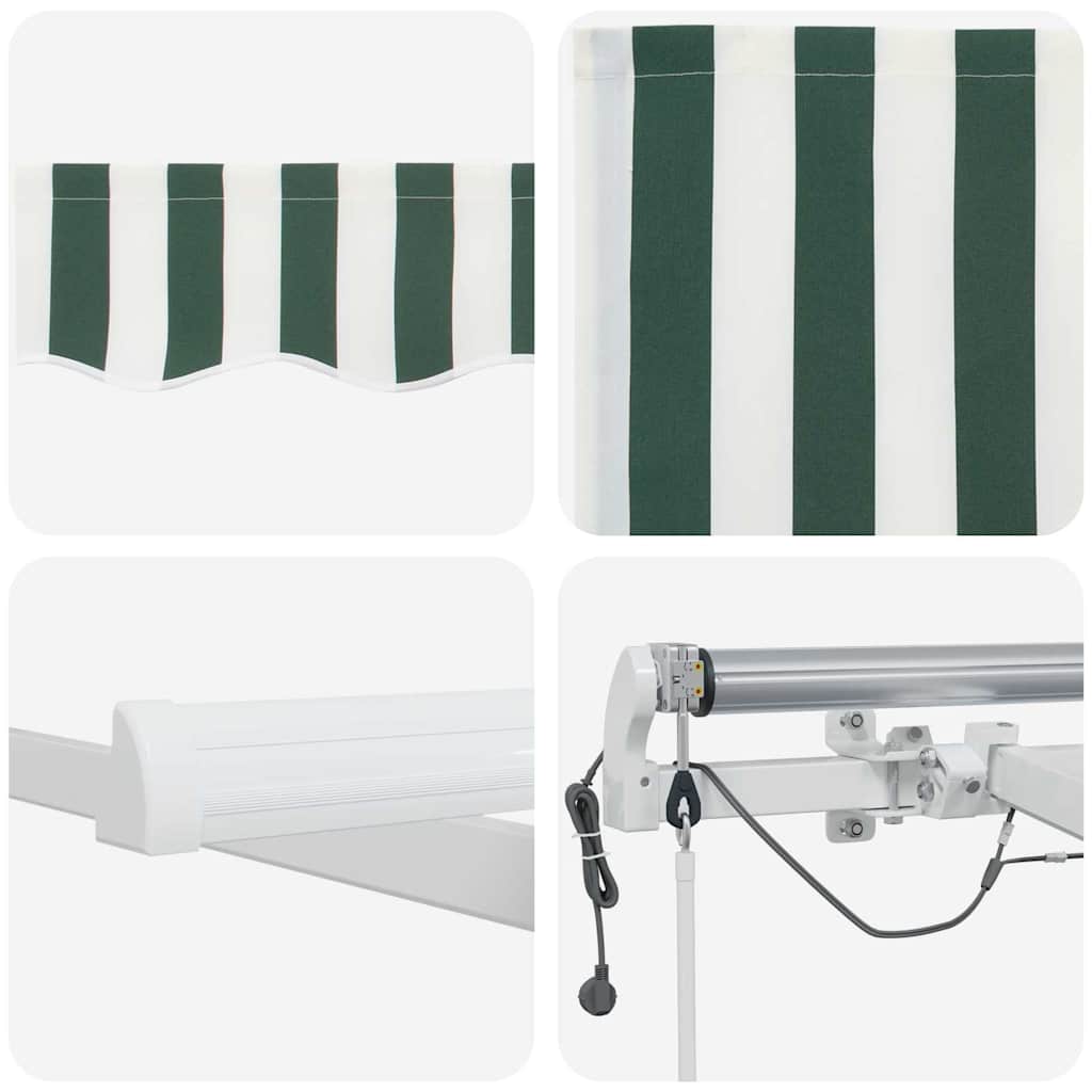 Udtrækkelig markise Grøn og Hvid 300 x 250 cm Polyester