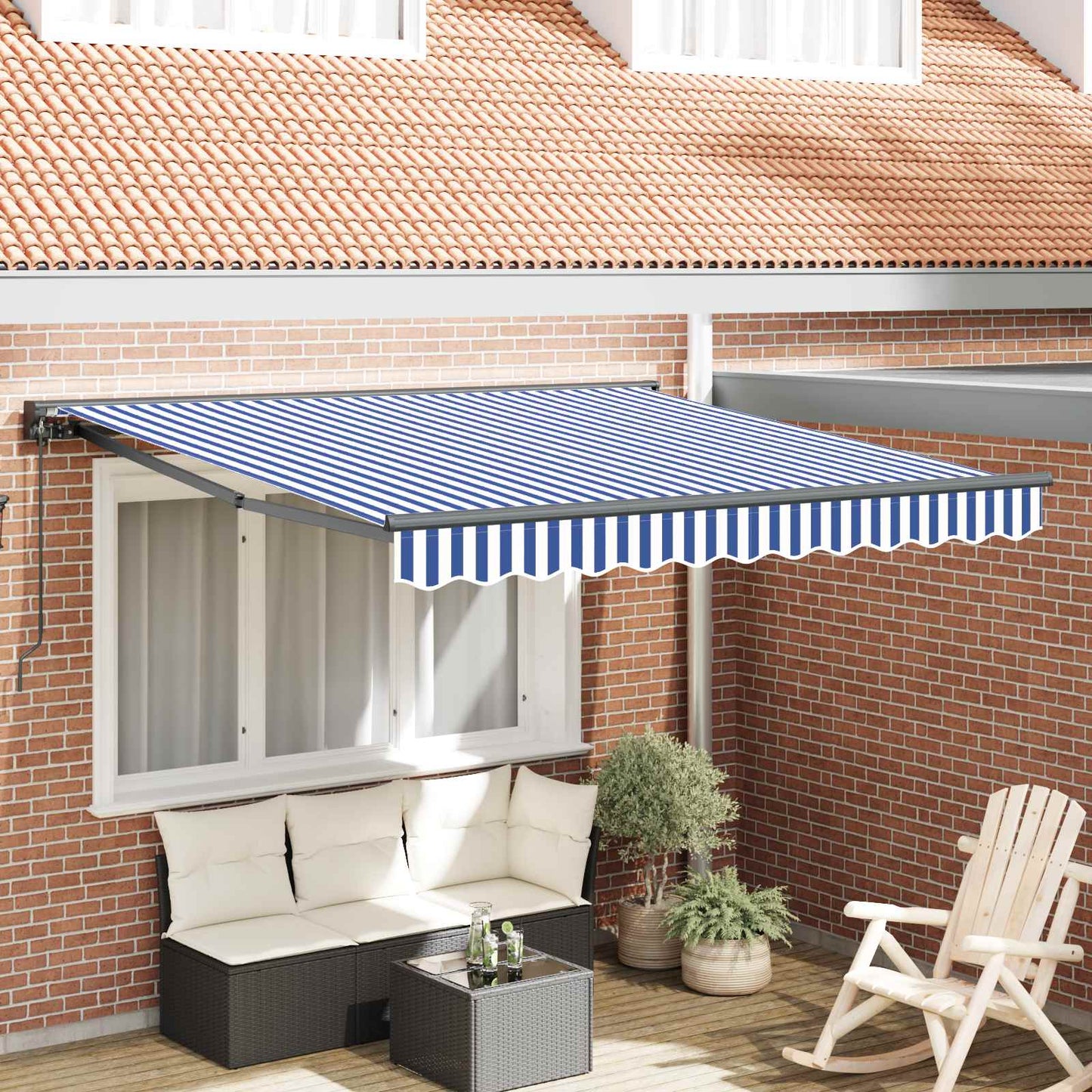 Markiseramme Blå og Hvid 350 x 250 cm