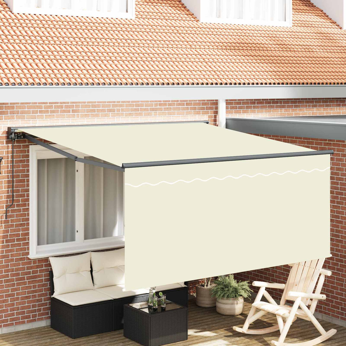 Udtrækkelig markise Creme 350 x 250 cm Polyester og Aluminium