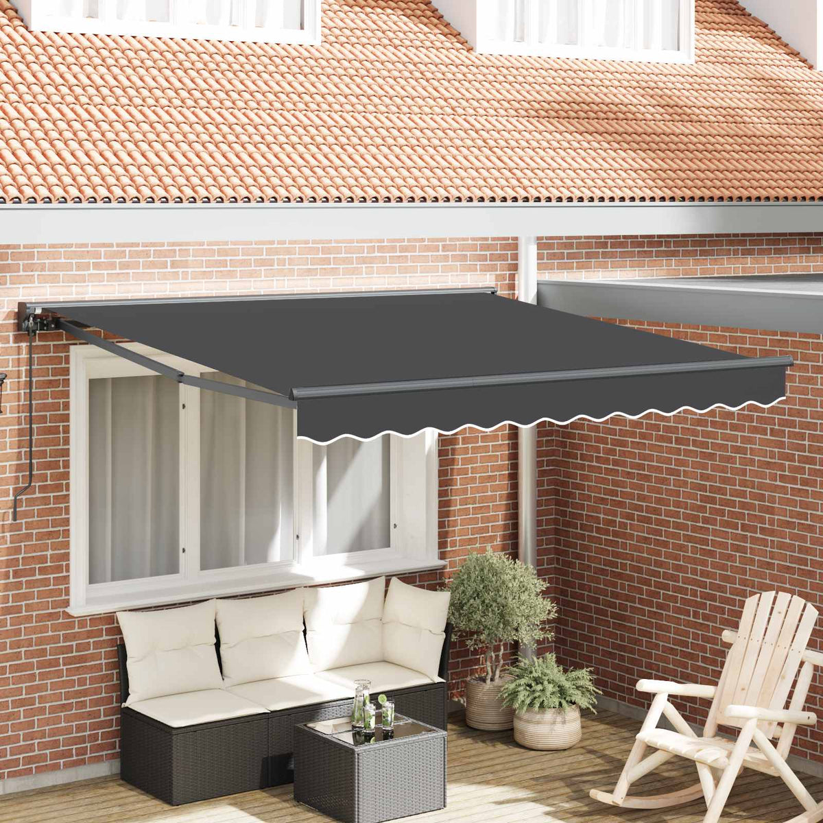 Markiseramme Antracit 350 x 250 cm Polyester med PU belægning