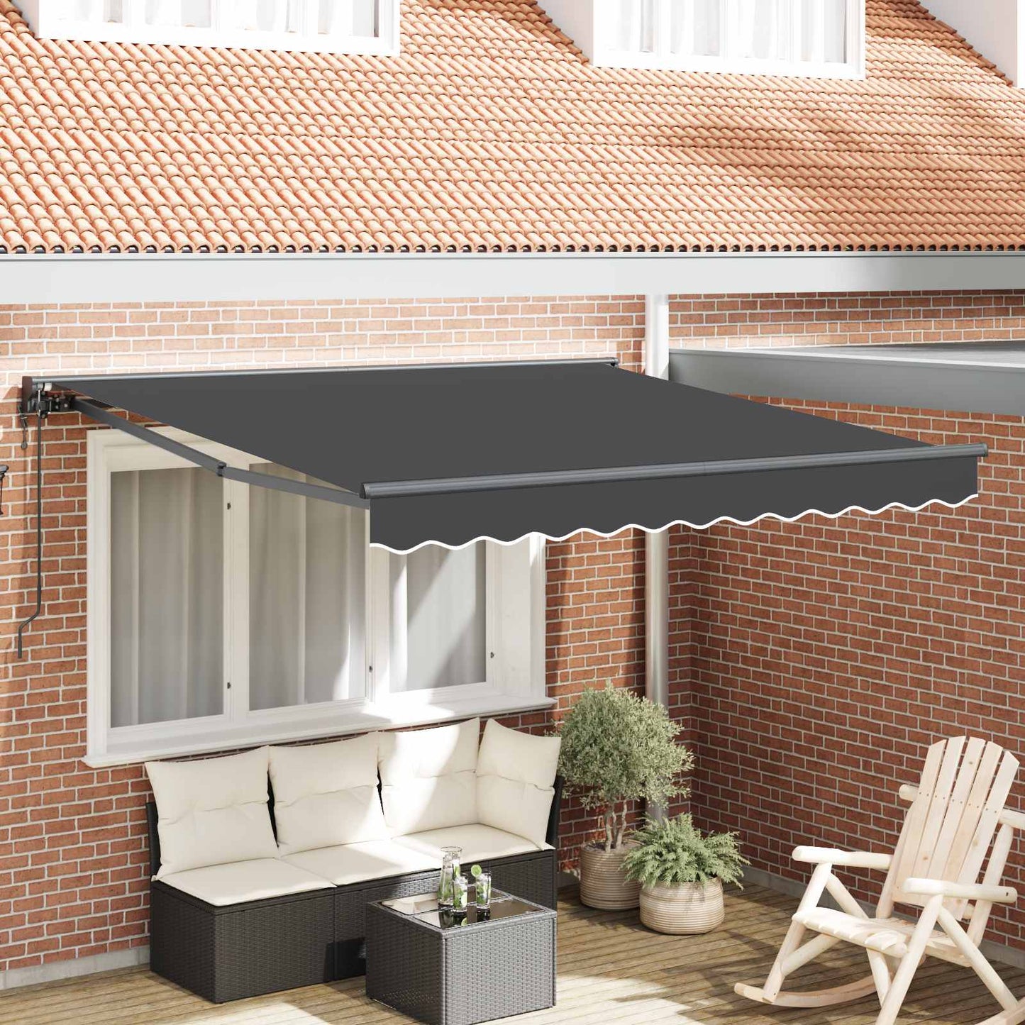 Markiseramme Antracit 350 x 250 cm Polyester med PU belægning