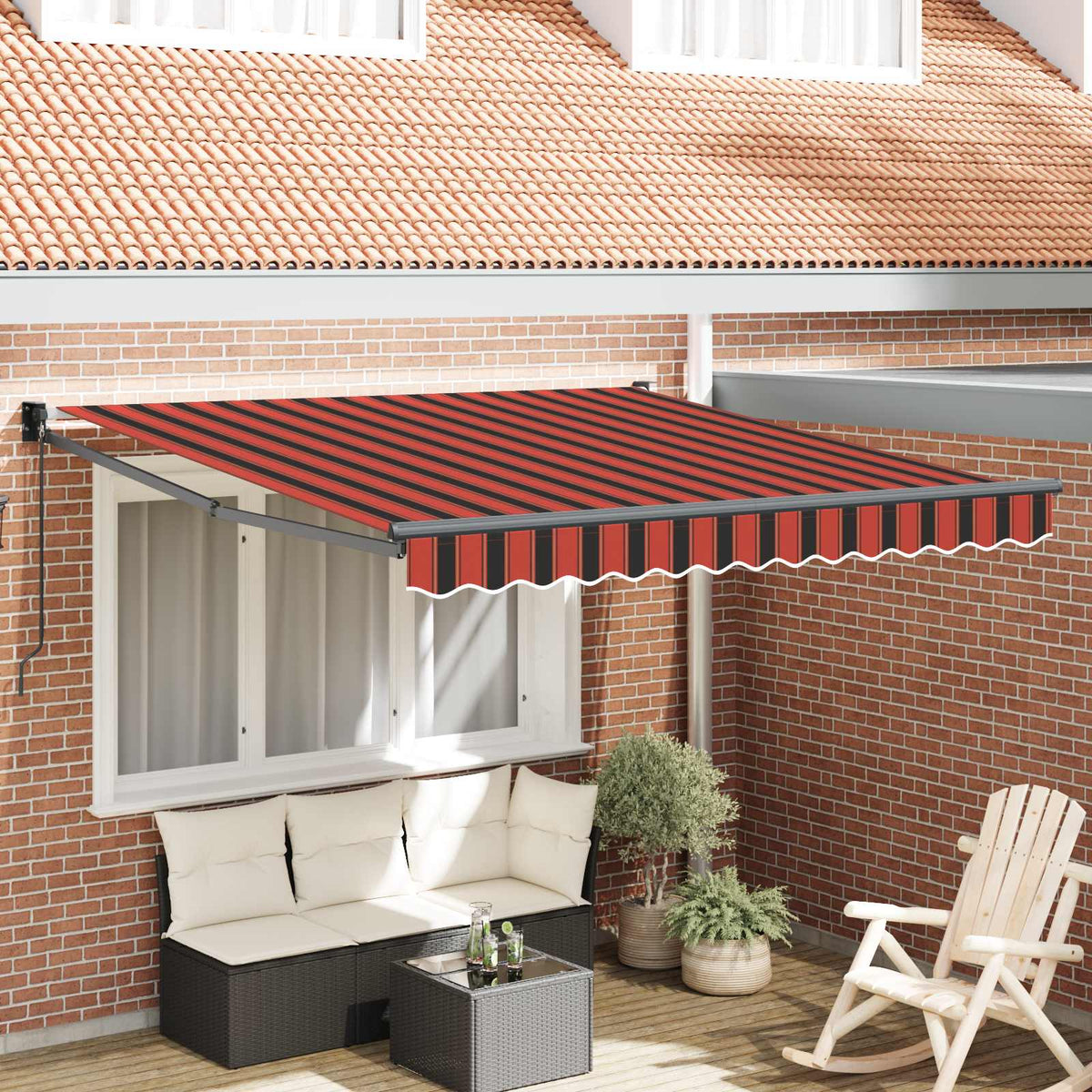 Udtrækkelig markise Rød og Sort 350 x 250 x 165 cm
