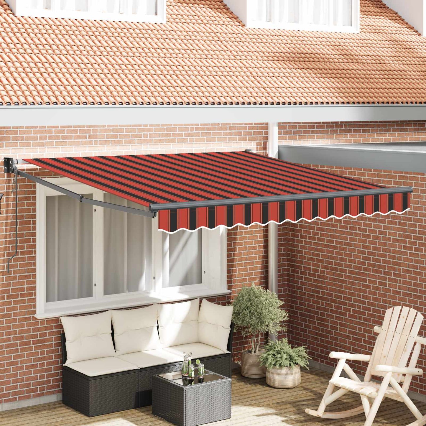 Udtrækkelig markise Rød og Sort 350 x 250 x 165 cm