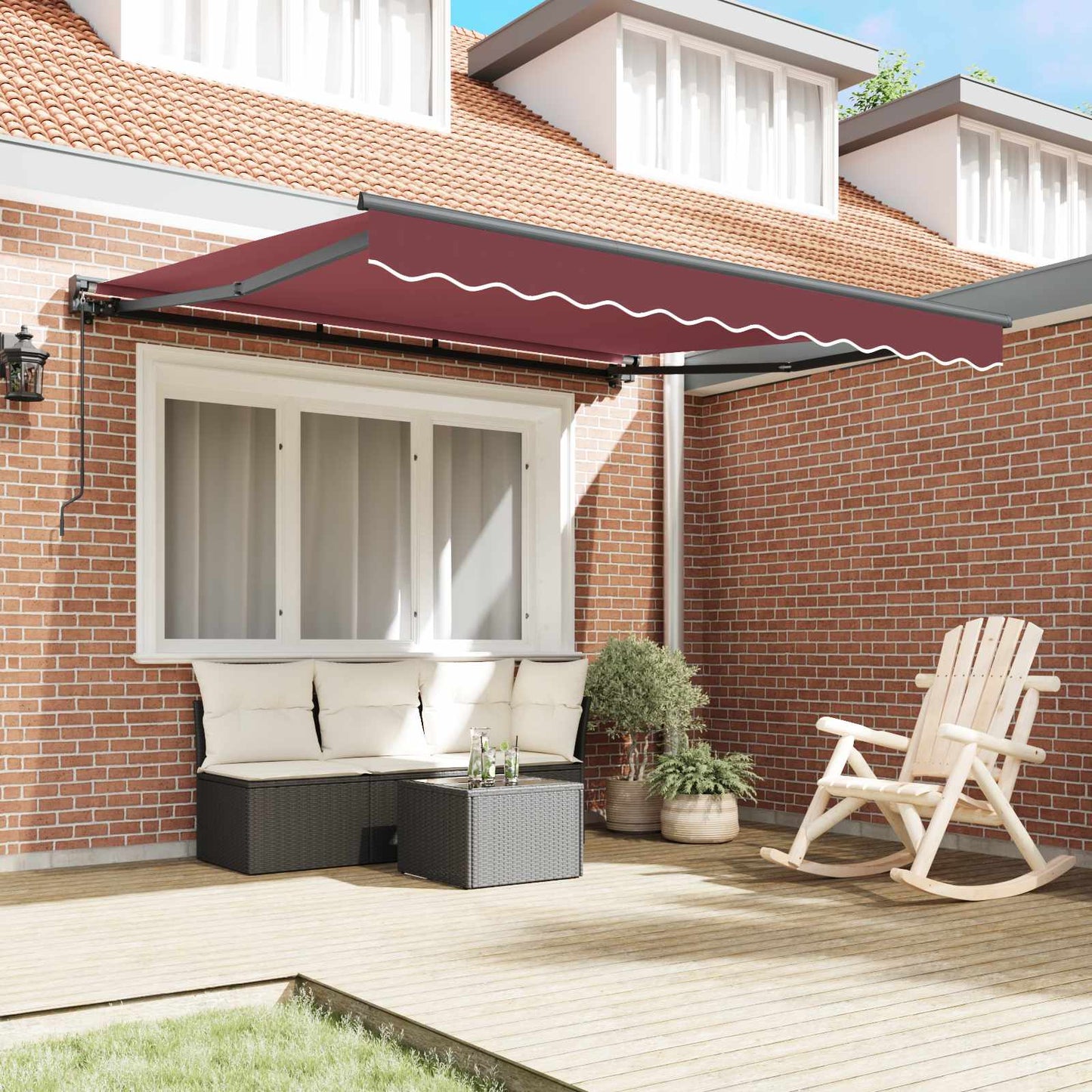 Markiseramme Bordeaux 350 x 250 cm Polyester med PU belægning