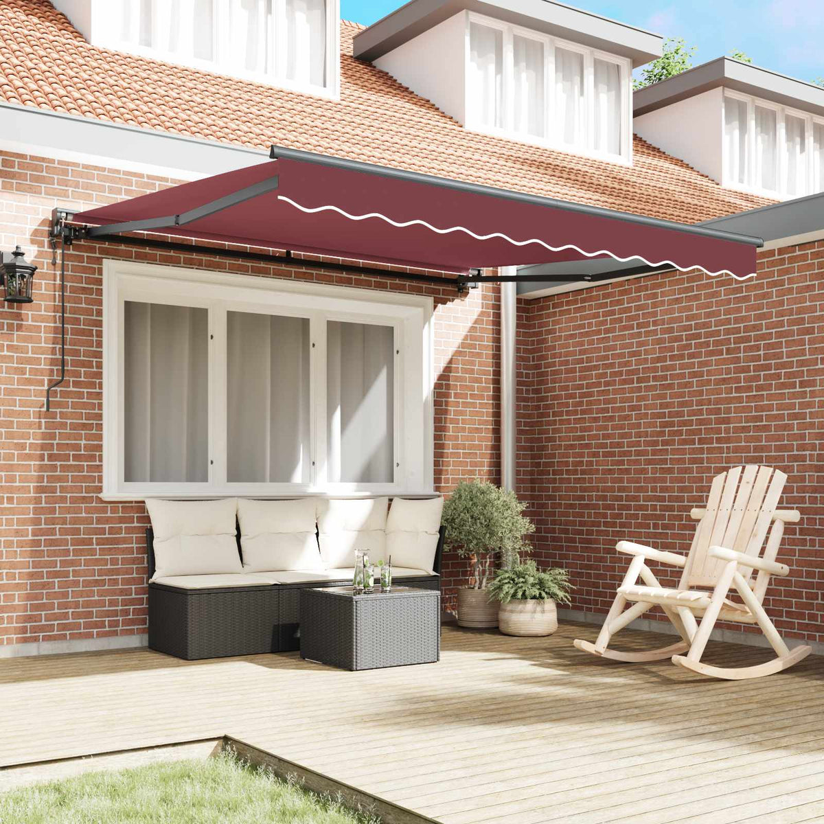 Markiseramme Bordeaux 350 x 250 cm Polyester med PU belægning