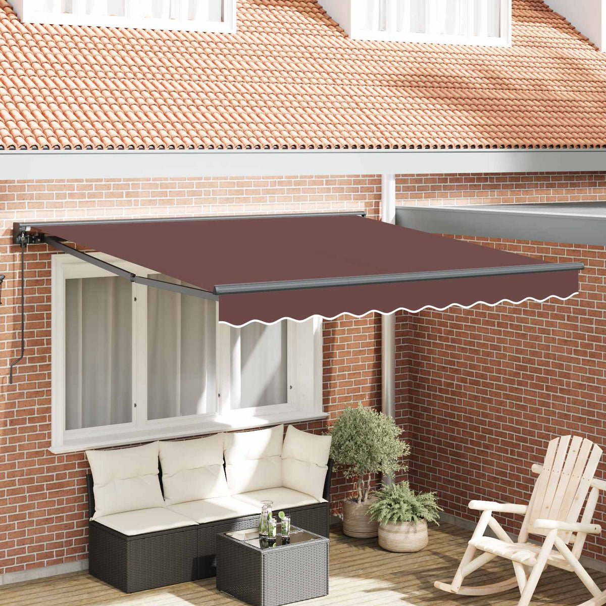Markiseramme Brun 350 x 250 cm Polyester med PU belægning