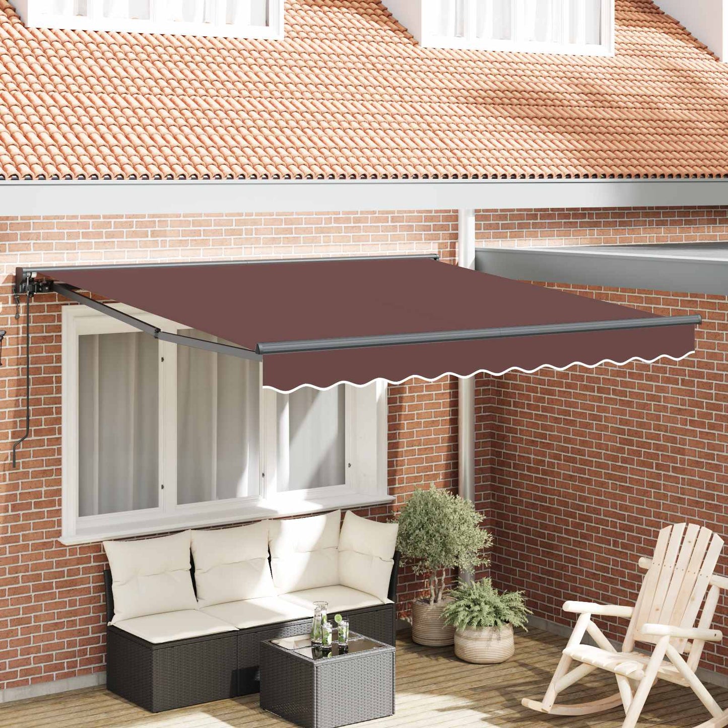 Markiseramme Brun 350 x 250 cm Polyester med PU belægning