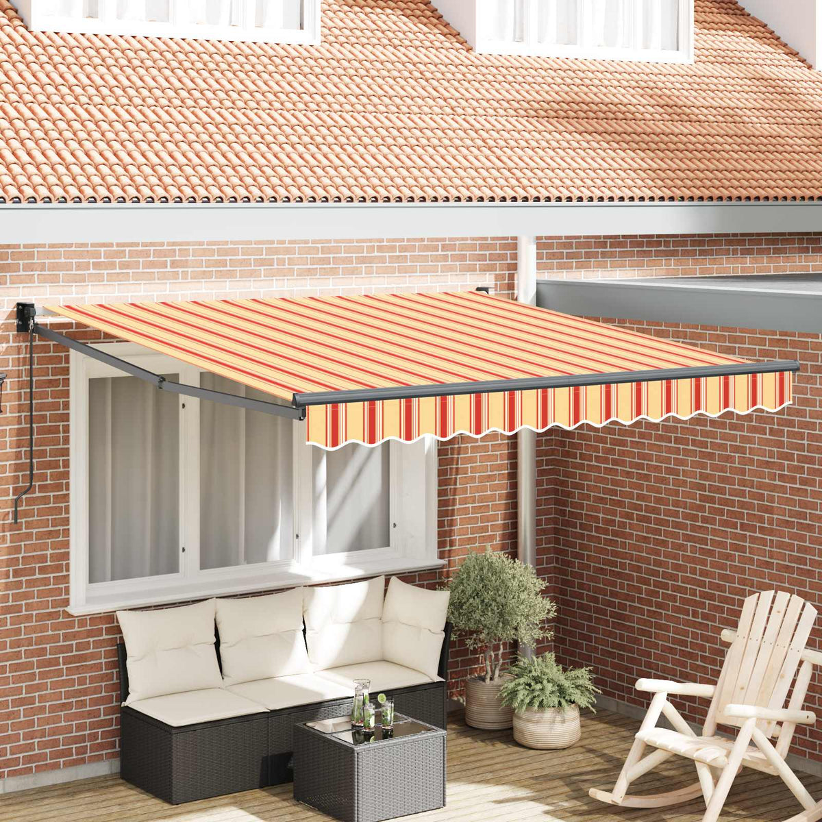 Udtrækkelig markise Gul og orange 350 x 250 x 165 cm