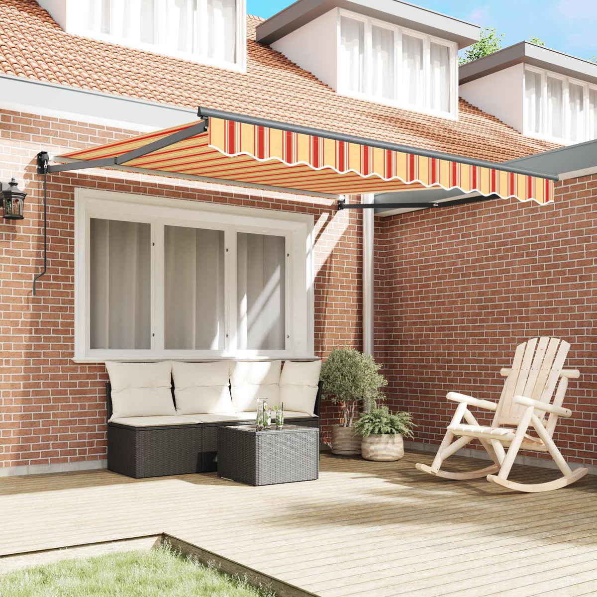 Udtrækkelig markise Gul og orange 350 x 250 x 165 cm