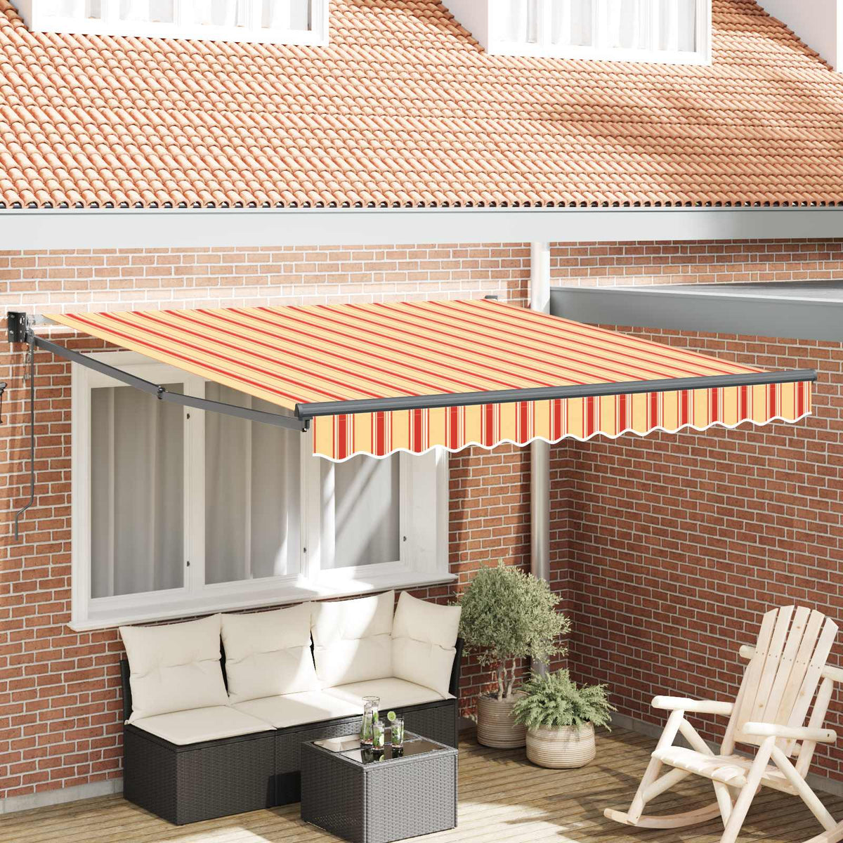 Udtrækkelig markise Gul og orange 350 x 250 x 165 cm