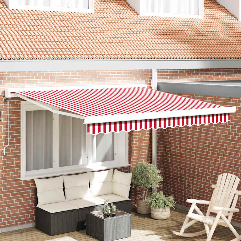 Udtrækkelig markise Rød og Hvid 350 x 250 x 165 cm