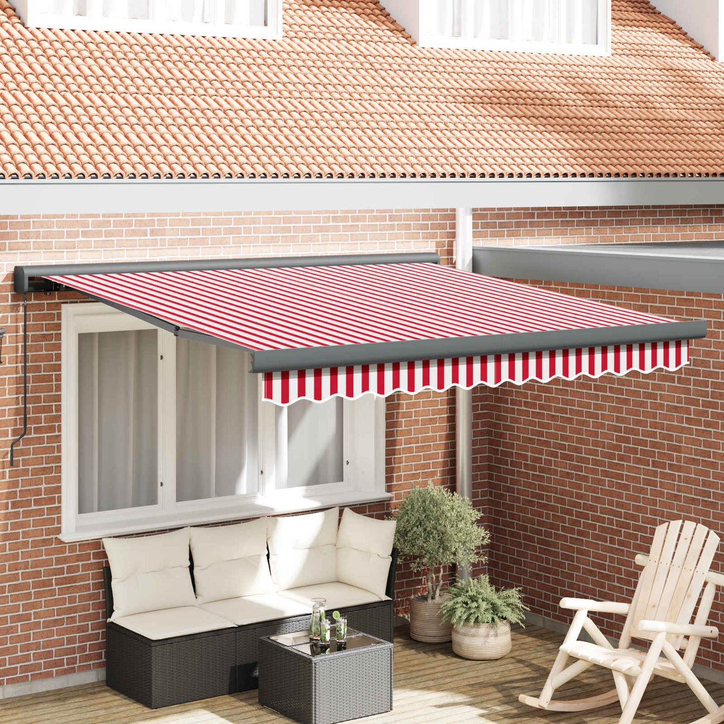 Udtrækkelig markise Rød og Hvid 350 x 250 cm