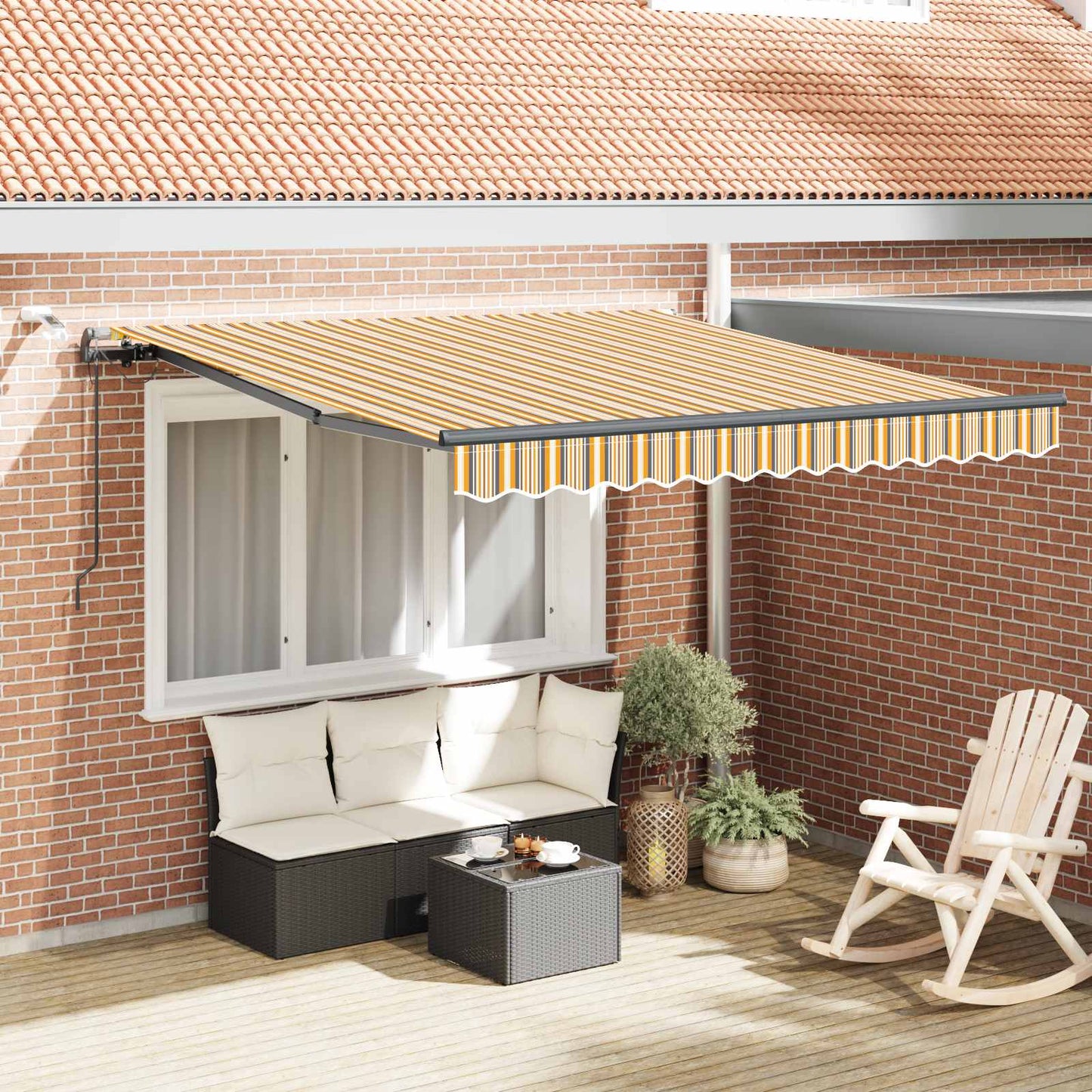 Udtrækkelig markise Flerfarvet 350 x 250 cm Polyester