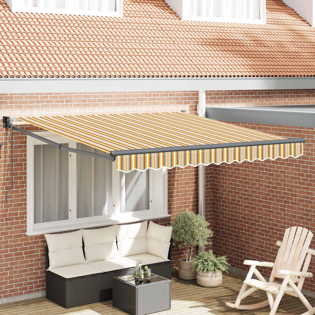 Udtrækkelig markise Flerfarvet 350 x 250 cm Polyester og metal