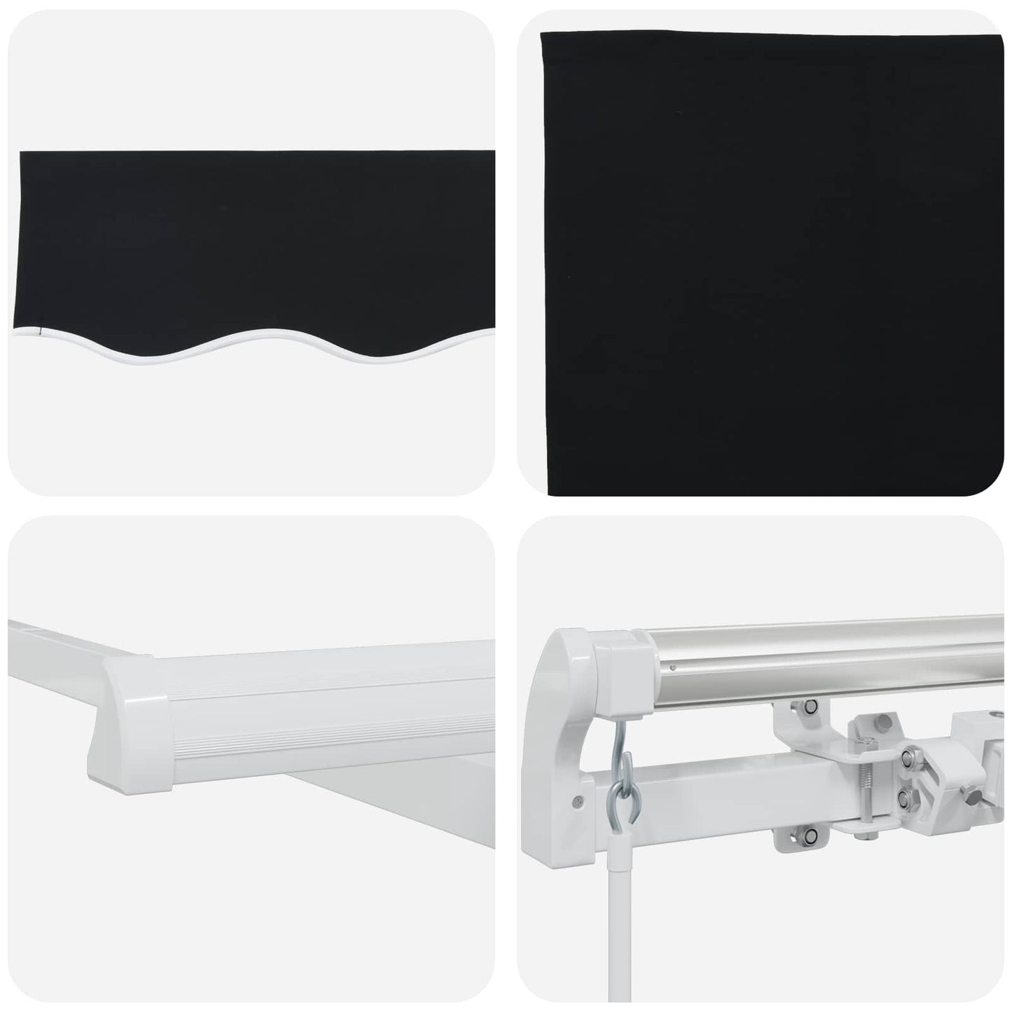 Udtrækkelig markise Sort 350 x 250 cm Polyester og Aluminium