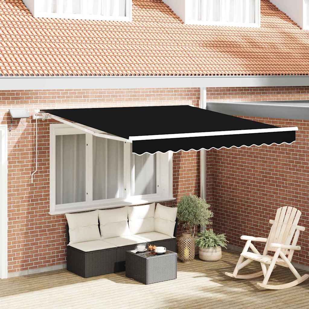 Udtrækkelig markise Sort 350 x 250 cm Stof og aluminium