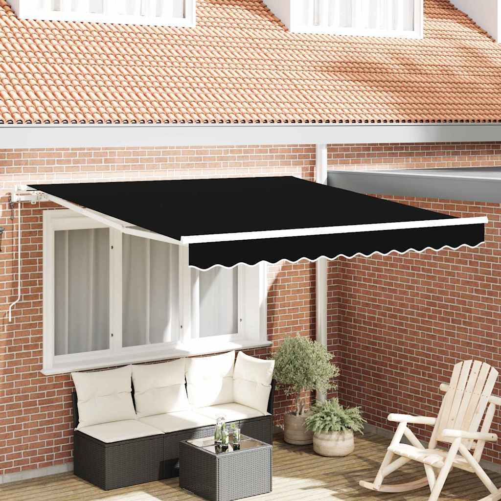 Udtrækkelig markise Sort 350 x 250 cm Stof og aluminium