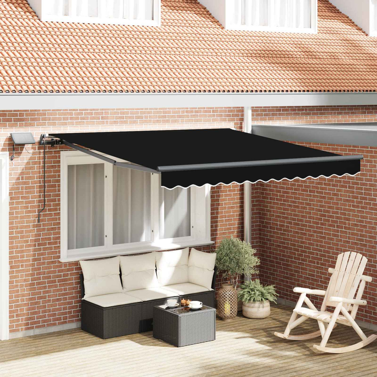 Udtrækkelig markise Sort 350 x 250 cm Stof og aluminium