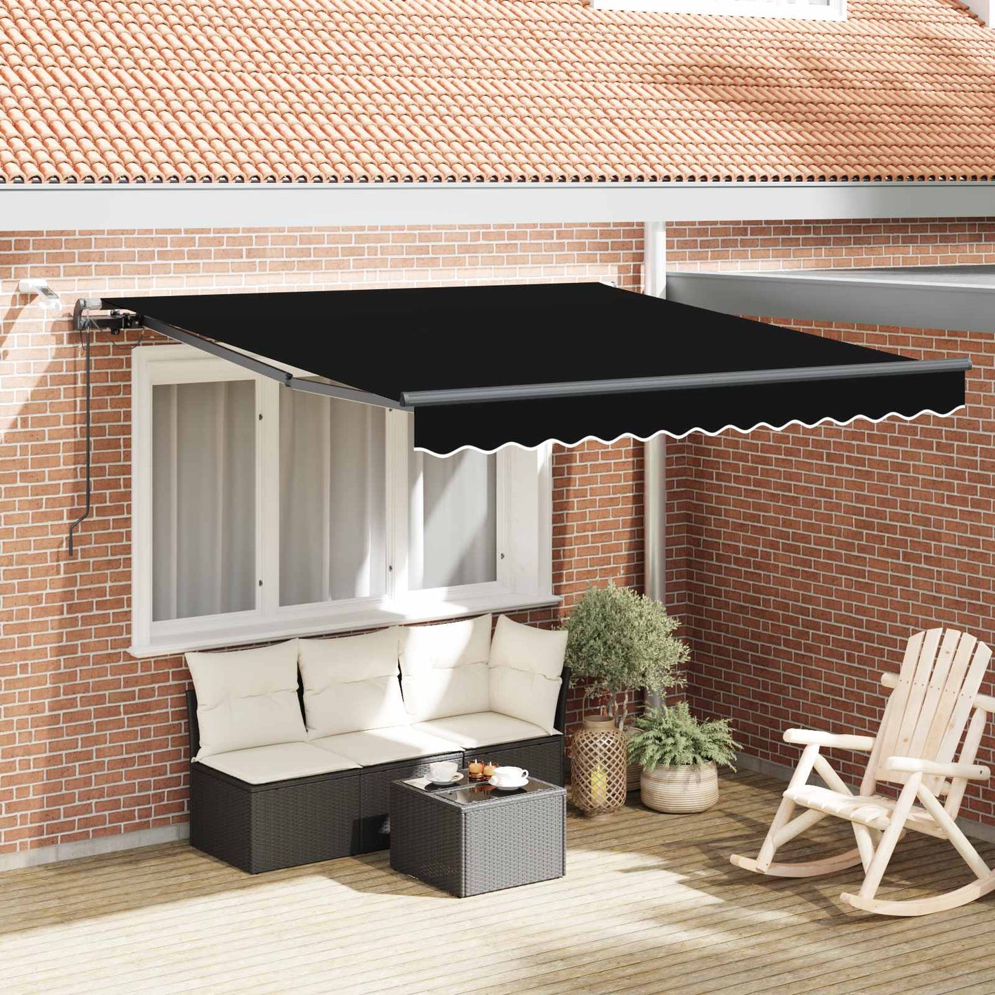 Udtrækkelig markise Sort 350 x 250 cm Polyester