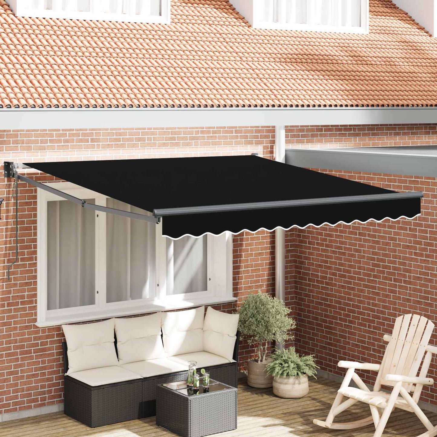 Udtrækkelig markise Sort 350 x 250 cm Polyester og metal