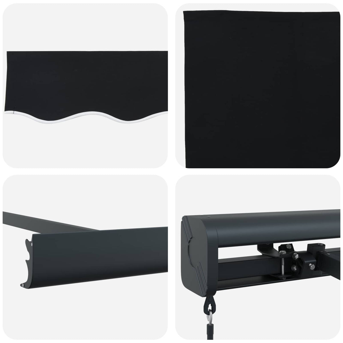 Udtrækkelig markise Sort 350 x 250 cm Canvas og Aluminium
