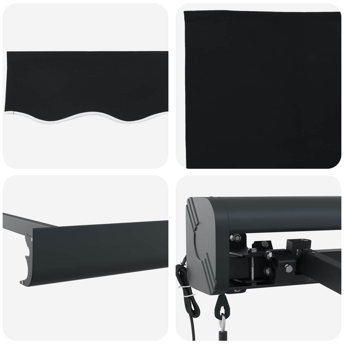 Udtrækkelig markise Sort 350 x 250 x 165 cm Stof og Metal