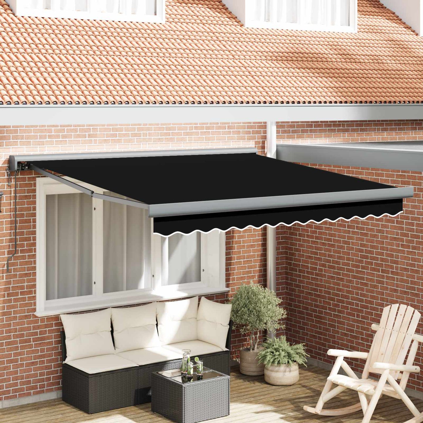 Udtrækkelig markise Sort 350 x 250 x 165 cm Stof og Metal