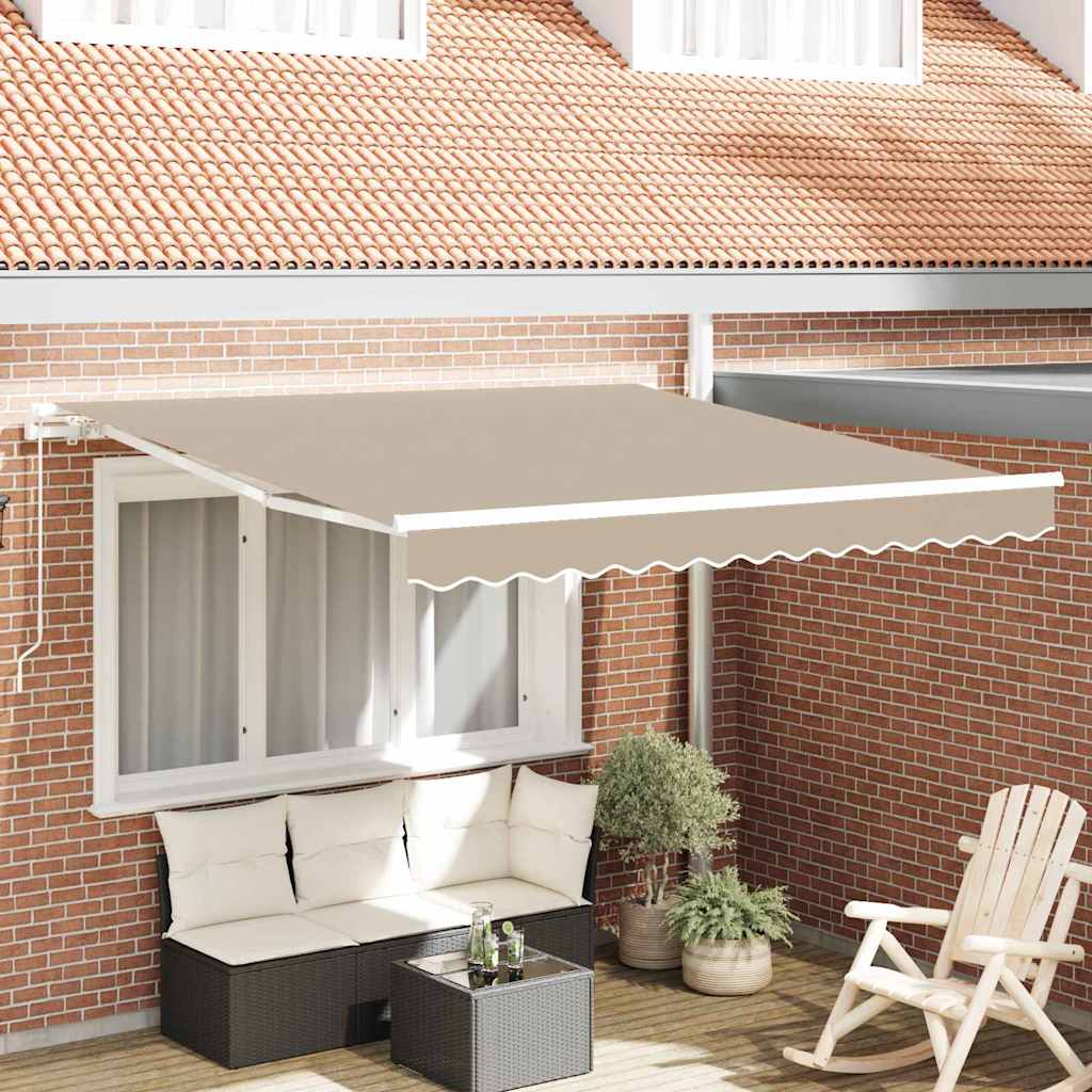 Udtrækkelig markise Beige 350 x 250 cm Polyester og Aluminium