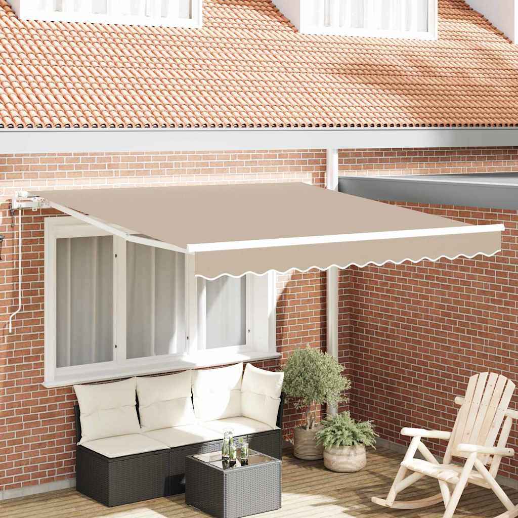 Udtrækkelig markise Beige 350 x 250 cm Stof og aluminium