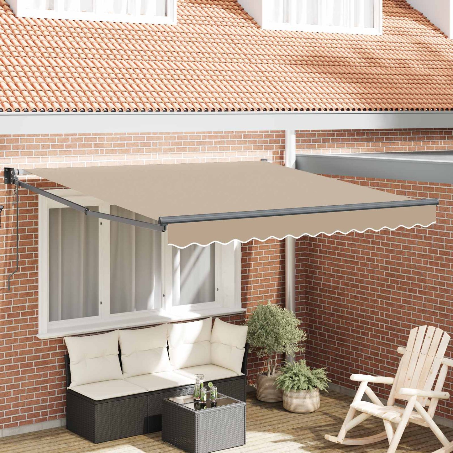 Udtrækkelig markise Beige 350 x 250 cm Polyester og metal