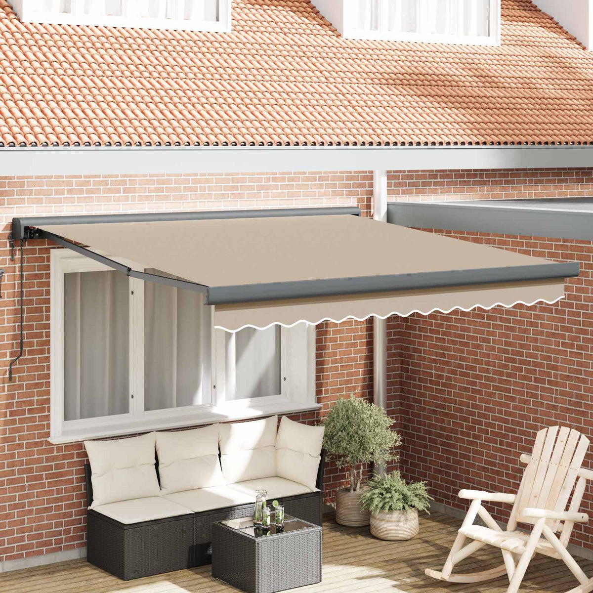 Udtrækkelig markise Beige 350 x 250 cm Stof og Metal