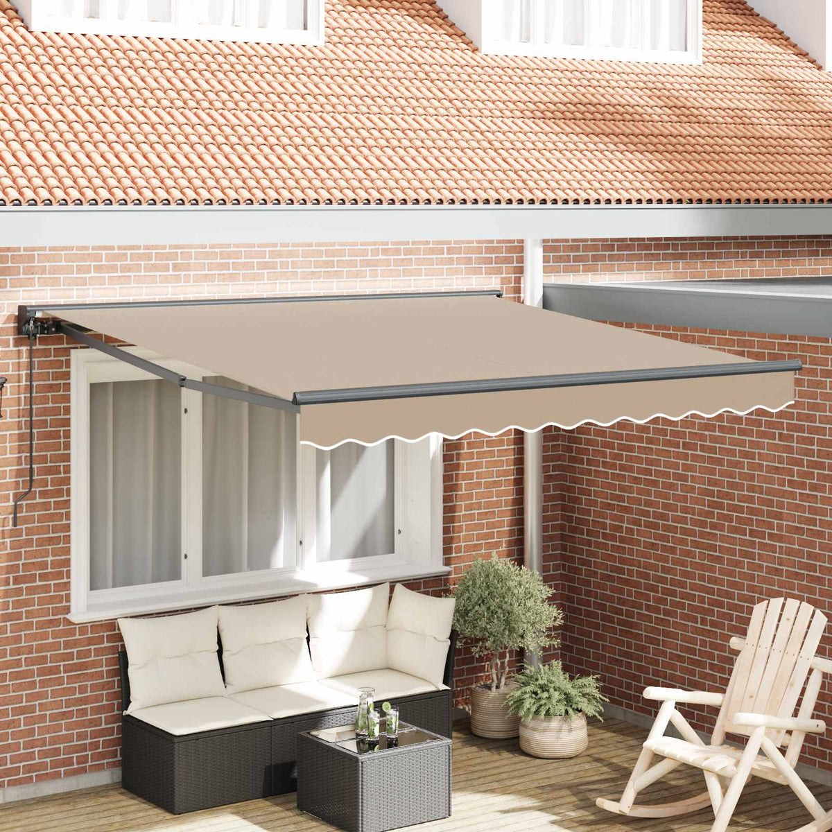 Markiseramme Beige 350 x 250 cm Polyester med PU belægning
