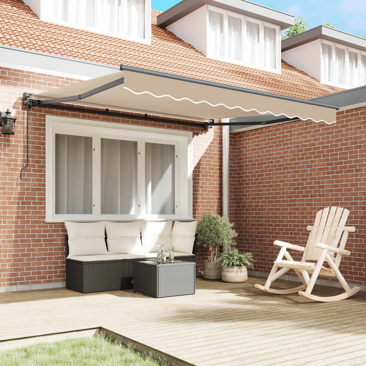 Markiseramme Beige 350 x 250 cm Polyester med PU belægning