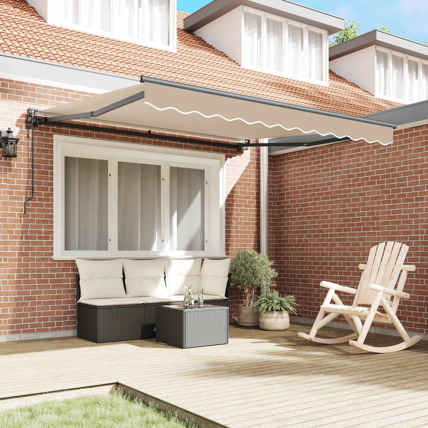 Markiseramme Beige 350 x 250 cm Polyester med PU belægning