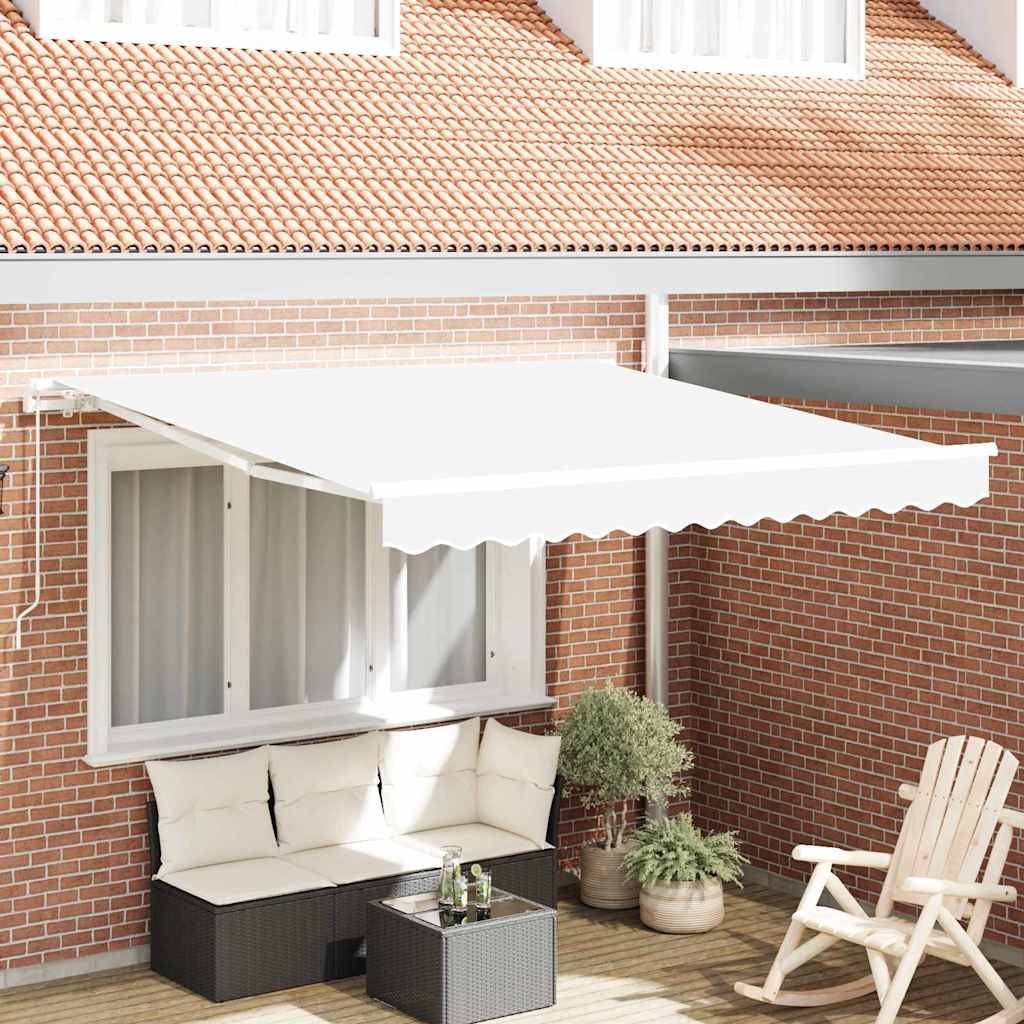 Udtrækkelig markise Hvid 350 x 250 cm Polyester og Aluminium
