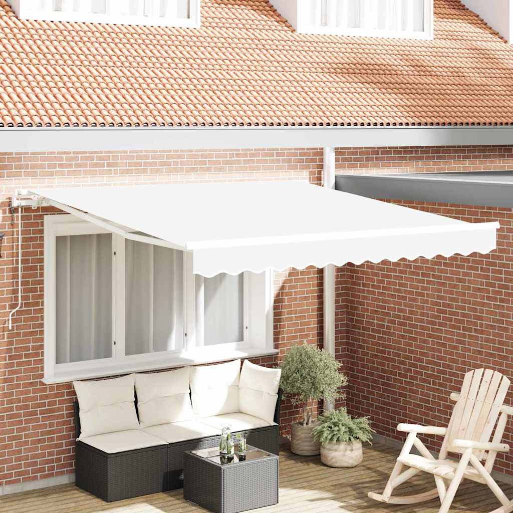 Udtrækkelig markise Hvid 350 x 250 cm Stof og aluminium